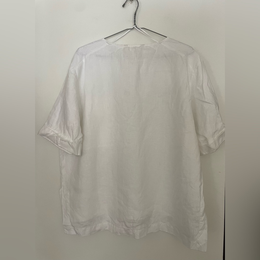 Zara White Linen Blend Boxy Top XS Minimalist Short Sleeve Summer Blouse - Picture 5 of 5